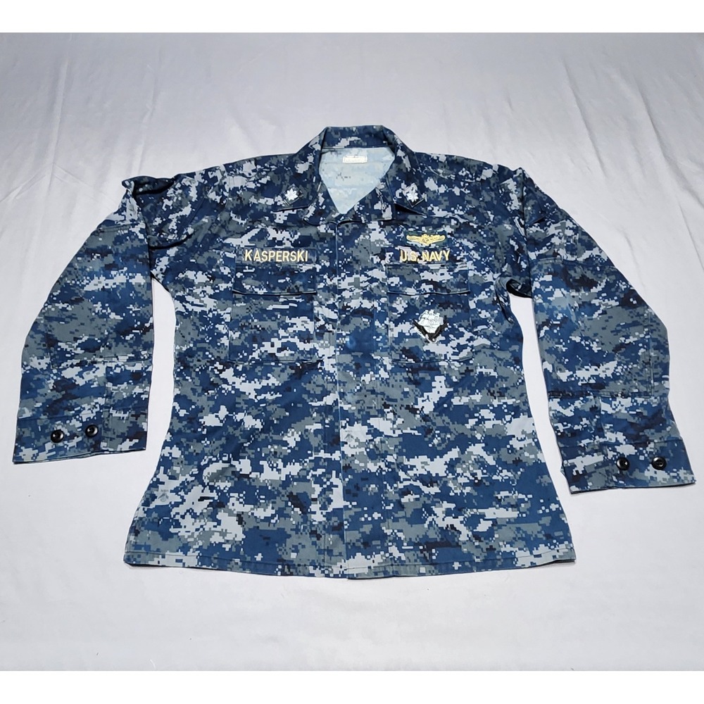 US Navy NWU Type I Digital Blue Camo Utility Blouse Jacket Med Reg Kasperski Q-5